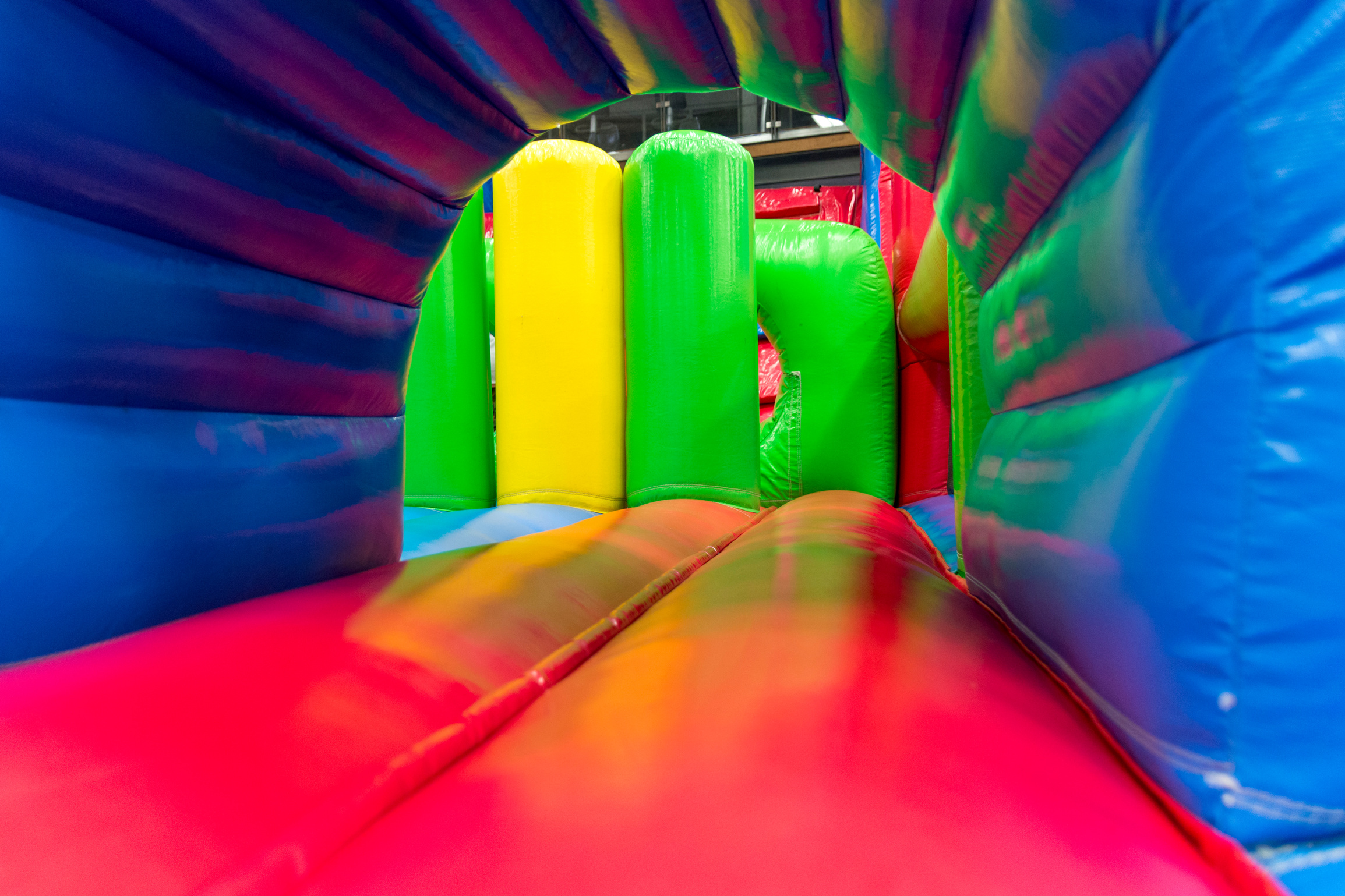 Brightly Colored Inflatable Bounce House, Bouncy Castles, and Climbing Toy